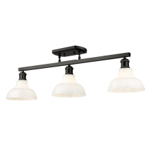 Golden 0305-3SF BLK-VMG - Yep by Golden Lighting Carver 3-light Semi-Flush Mount in Matte Black and Vintage Milk Glass